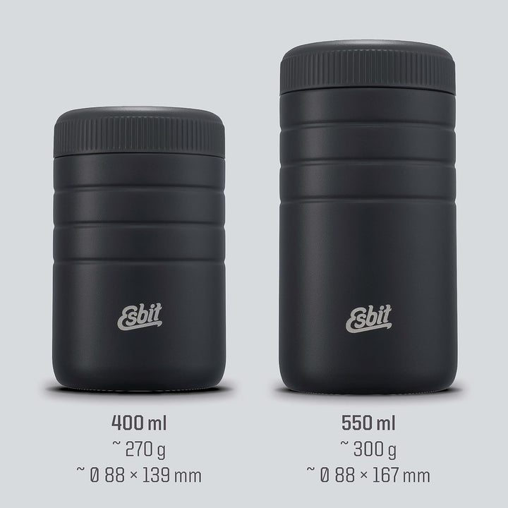 Esbit Thermobehälter Majoris | Edelstahl | BPA-Frei | Schwarz &amp; Silber | 0,4L &amp; 0,55L | für warme Sp