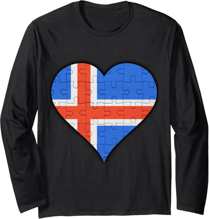 Island Islandische Flagge Herz Langarmshirt