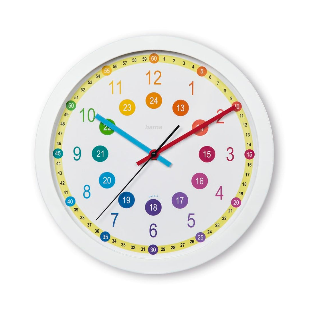 Hama Kinder-Wanduhr Sal, ohne Ticken, für Kinderzimmer, analog, Ø 30 cm, Bunt Nachfolger, Nachfolger