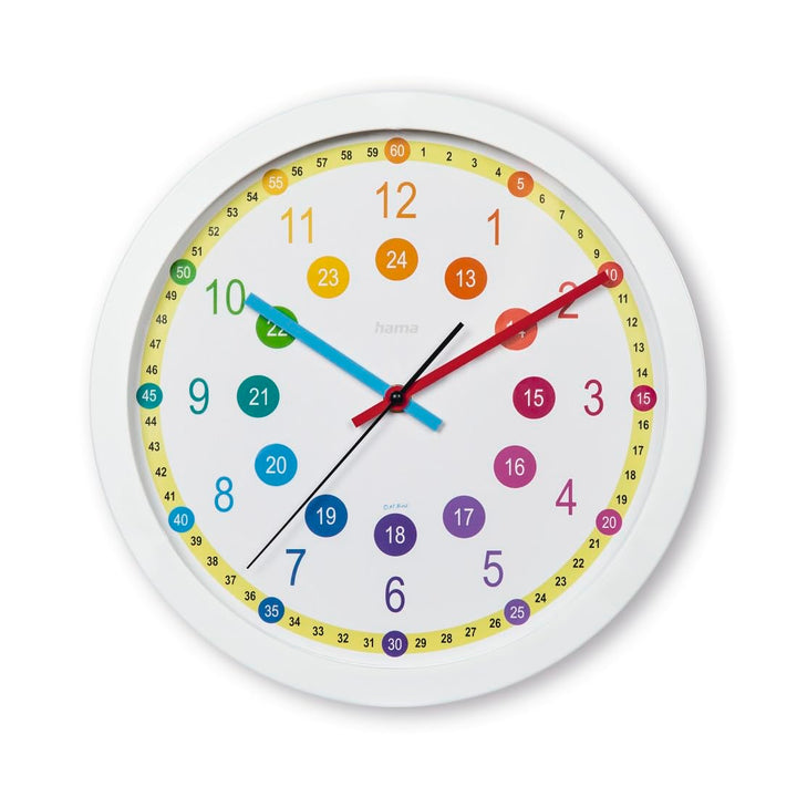 Hama Kinder-Wanduhr Sal, ohne Ticken, für Kinderzimmer, analog, Ø 30 cm, Bunt Nachfolger, Nachfolger