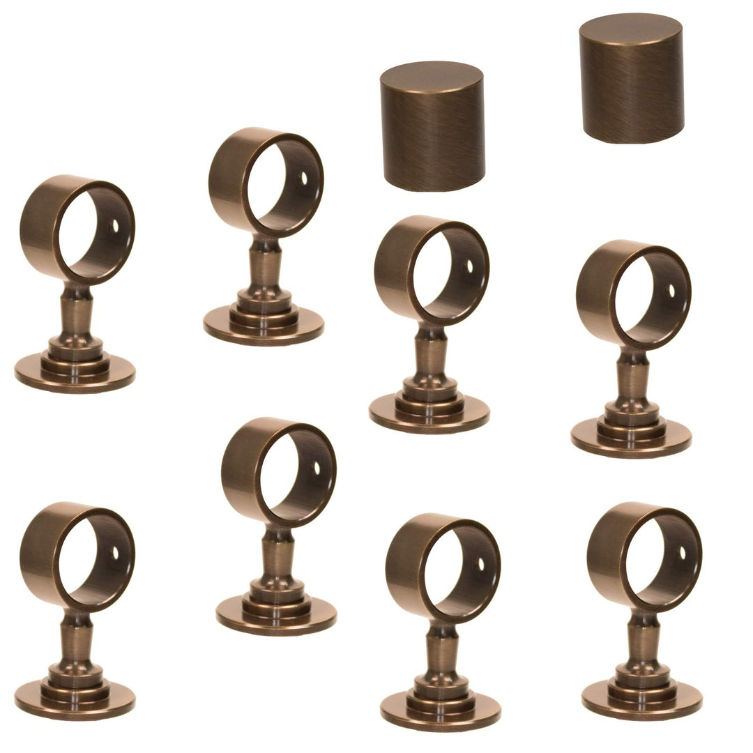 2 Endkappen und 8 Seilträger "bronziert" für 30mm Handlaufseil 2 Endkappen & 8 Seilträger, 2 Endkapp