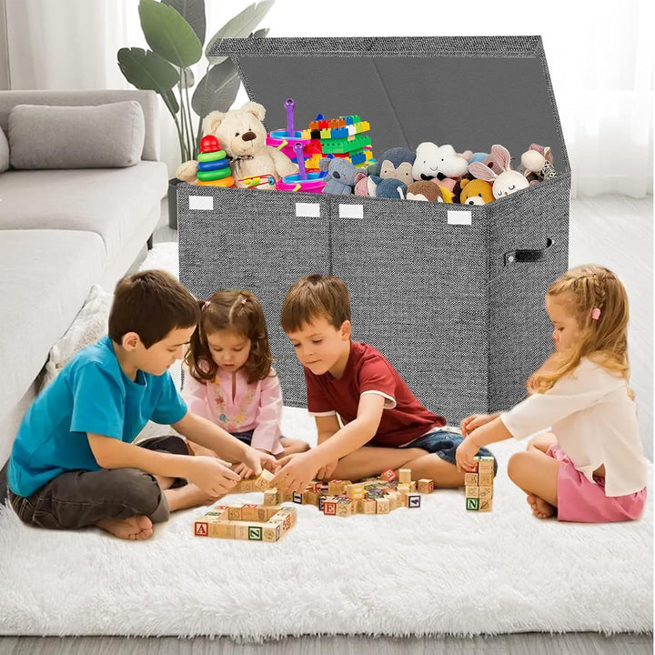 VERONLY Aufbewahrungsbox Spielzeugkiste mit Deckel Kinder - Aufbewahrungskiste 83L Faltbar Aufbewahr