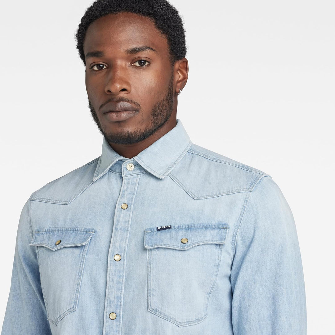 G-Star Herren Marine Slim Long Sleeve Shirt XXS Blau (Lt Aged D12697-d013-424), XXS Blau (Lt Aged D1