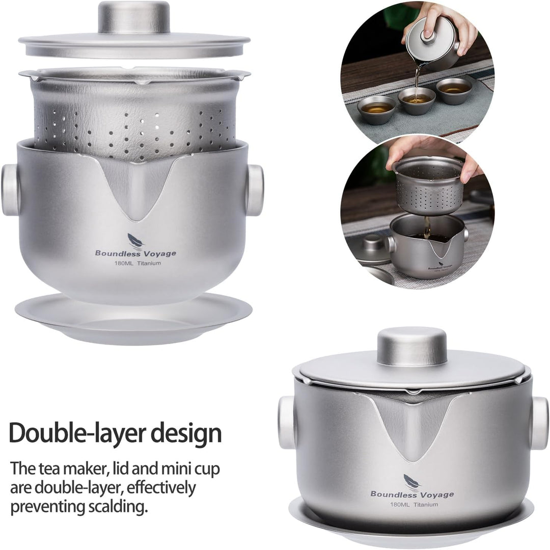 Boundless Voyage Titan Doppelschicht Teebereiter mit Filterdeckel Ultraleichte Teekanne Anti-Verbrüh