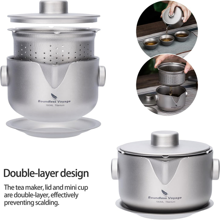 Boundless Voyage Titan Doppelschicht Teebereiter mit Filterdeckel Ultraleichte Teekanne Anti-Verbrüh