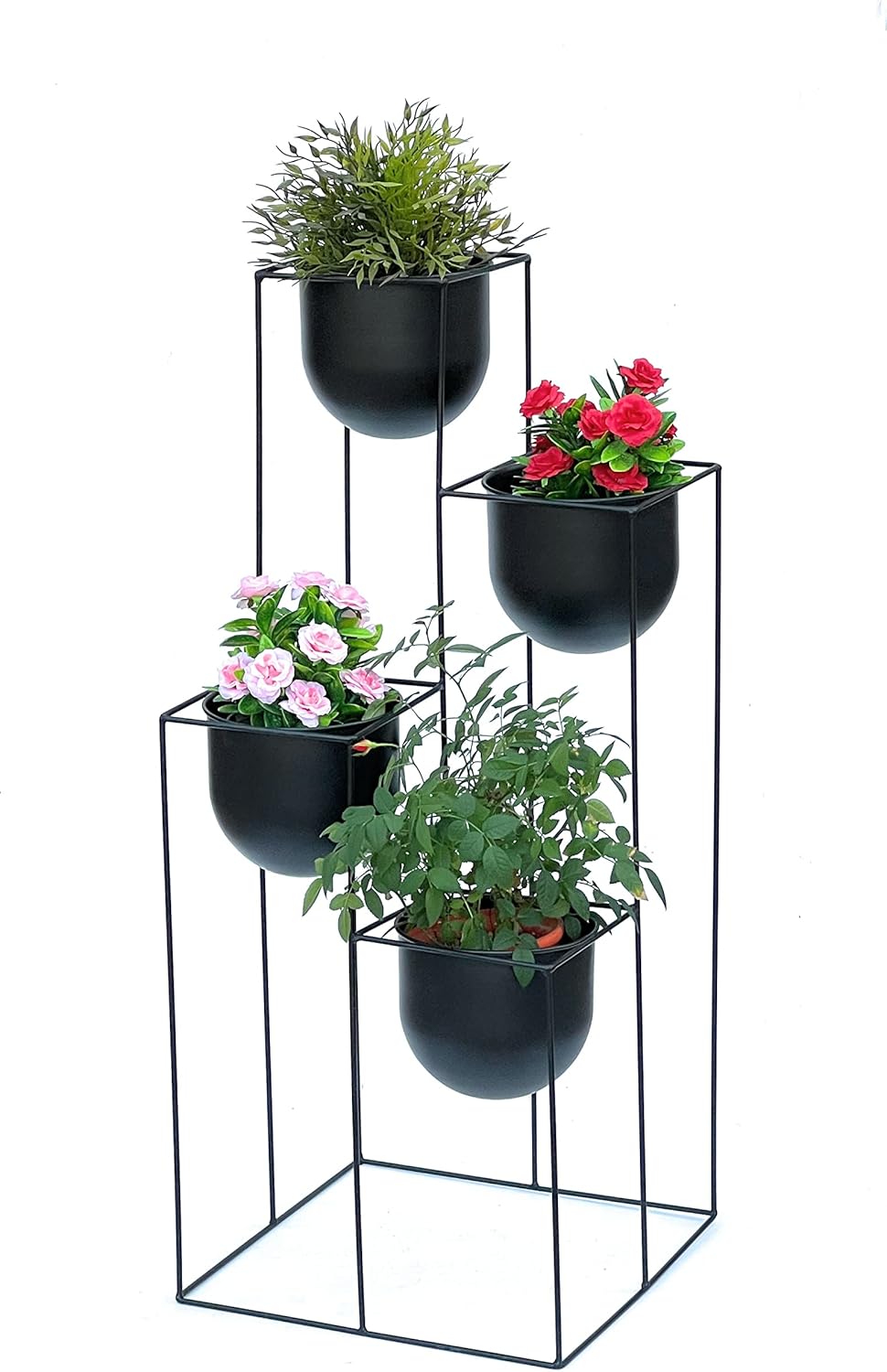 DanDiBo Blumentreppe Metall Schwarz 90 cm Pflanzentreppe mit Topf Innen Indoor Blumenständer 210015