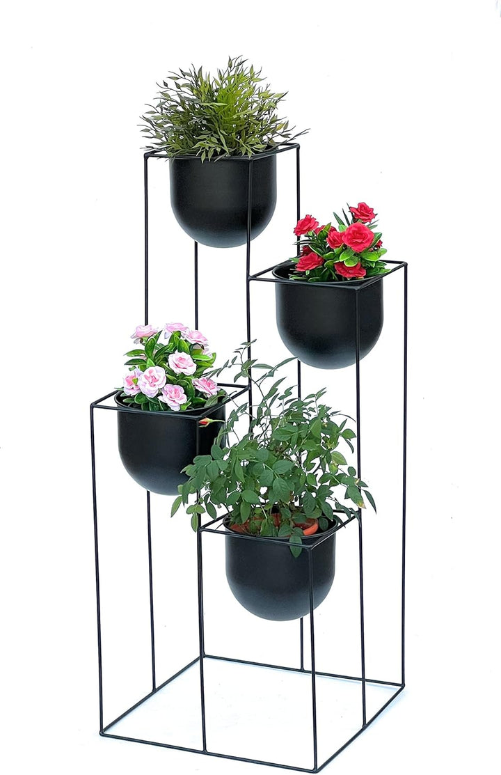 DanDiBo Blumentreppe Metall Schwarz 90 cm Pflanzentreppe mit Topf Innen Indoor Blumenständer 210015
