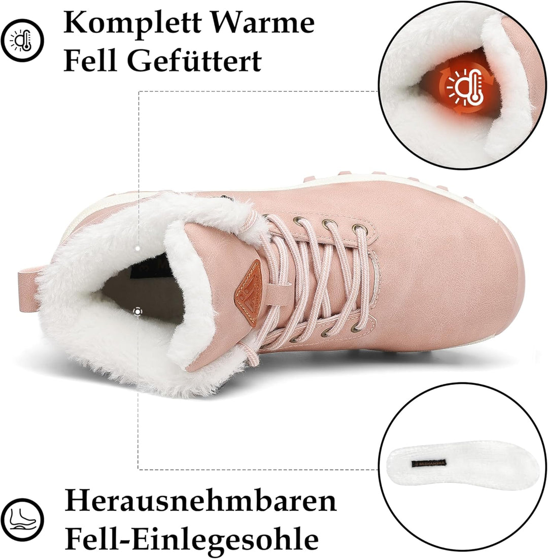 Mishansha Damen Herren Winterschuhe Warm Gefüttert Winterstiefel Wasserdicht Trekking Wanderschuhe G
