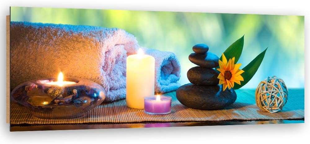 Wandbild XXL Spa Deko Kunst Bilder Steine mehrfarbig 158x53 cm Deko Paneel 158x53 cm mehrfarbig_a, D