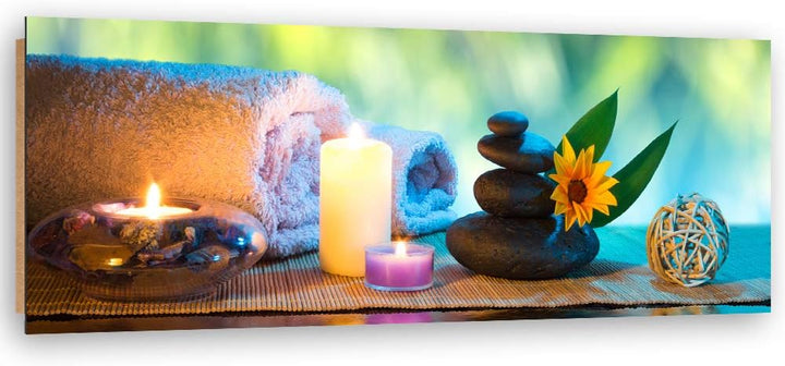 Wandbild XXL Spa Deko Kunst Bilder Steine mehrfarbig 158x53 cm Deko Paneel 158x53 cm mehrfarbig_a, D