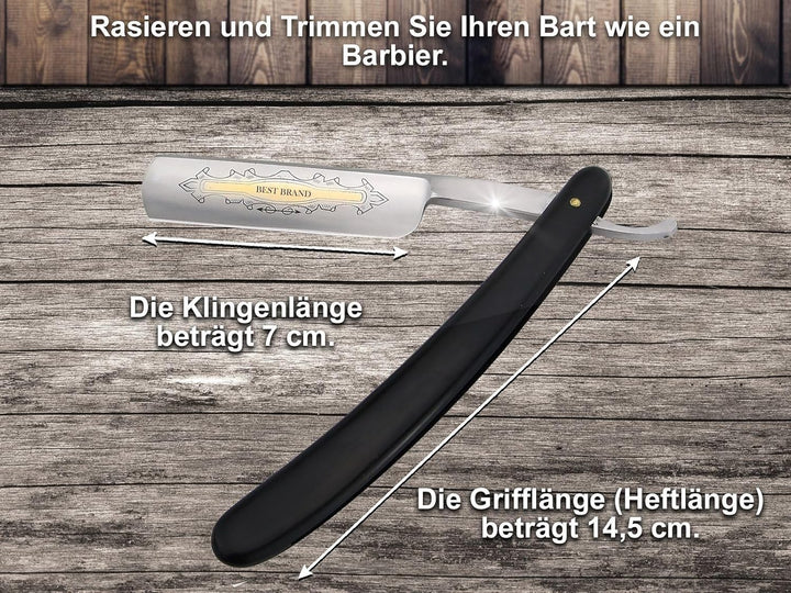 Rasiermesserset Solingen Streichriemen Schleifpaste und Rasiermesser mit Goldätzung BRAND von Instru