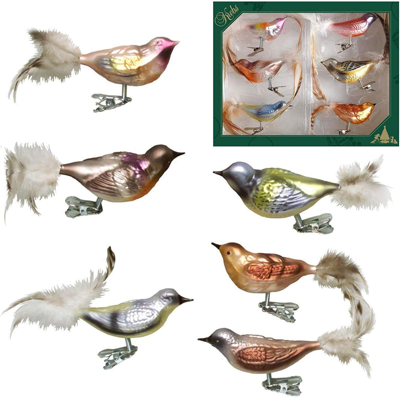 Dekohelden24 Set mit 3 Kernkugeln auf Clip, Farbe wählbar, 6er Set Wintervögel, 6er Set Wintervögel