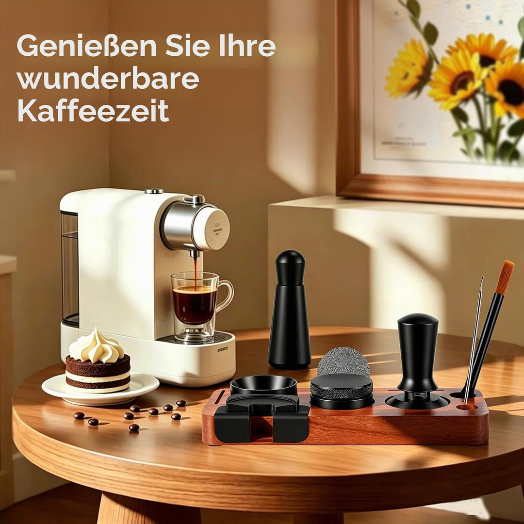 Espresso Zubehör Set 8-teilig, 51mm Kaffee Tamper mit Tamperstation und WDT Werkzeug, Verteilwerkzeu