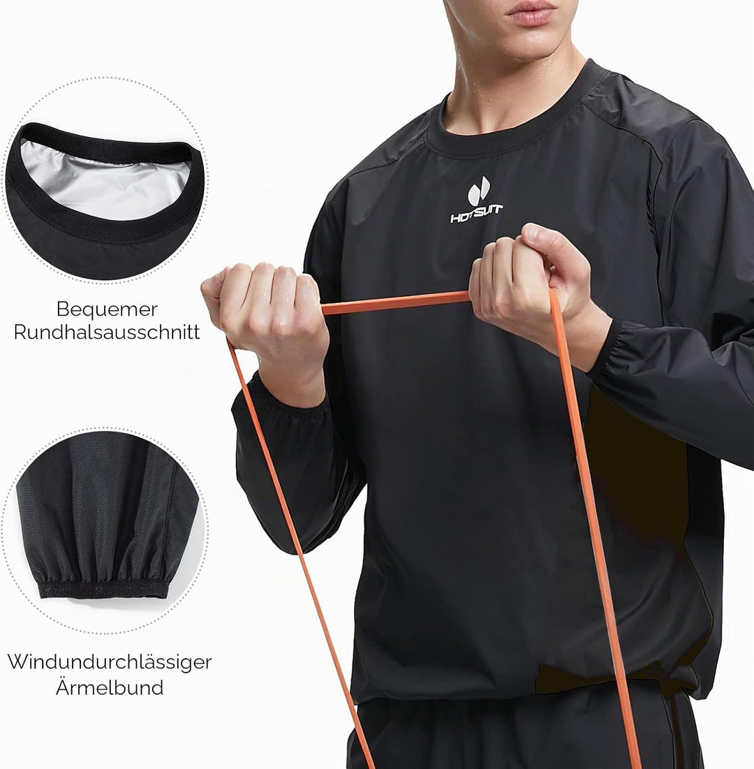 HOTSUIT Saunaanzug für Herren, reissfest Schwarz-Nur Jacke 4XL, Schwarz-Nur Jacke 4XL