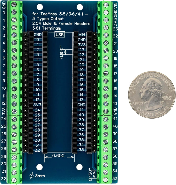 Kompatibel mit Teensy 3,5 / 3,6 / 4,1 Modul Breakout Board 48 Pin 3,81 mm Schraubklemmen-Erweiterung