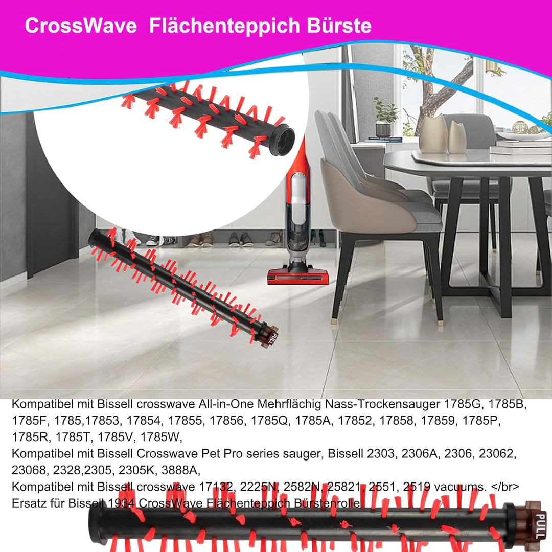 Ersatz 1934 CrossWave Flächenteppich Bürstenrolle, Bürste Bürstenrolle Zubehör für Bissell Nass-Troc