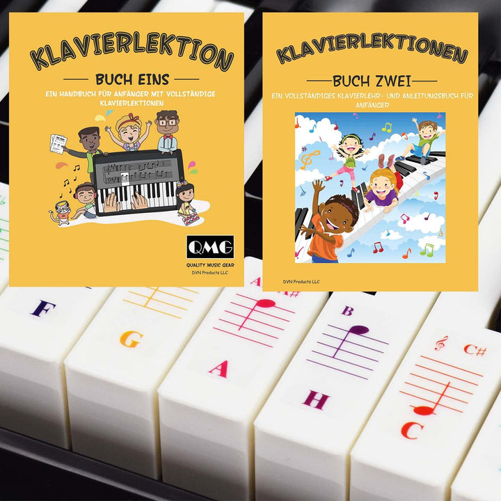 Farbige Klavieraufkleber, farbige Tastaturaufkleber, eine komplette Klaviermusikstunde mit Farbnote,