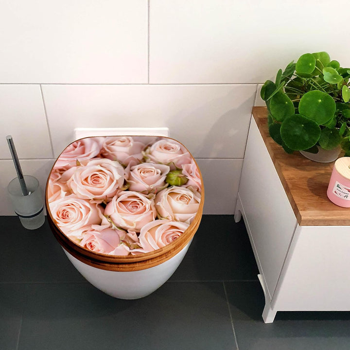 banjado Design WC Sitz Bambus Absenkautomatik 45,8x37,5cm - Toilettendeckel mit Absenkautomatik Holz