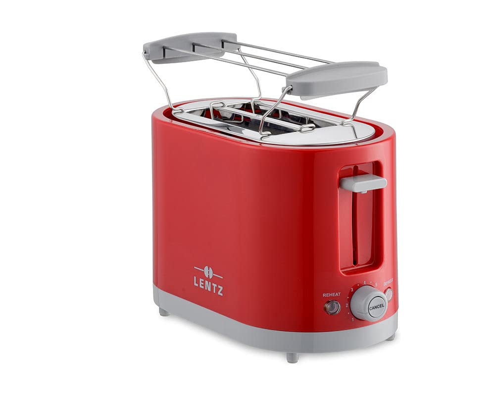 LENTZ 2-Scheiben"COOL TOUCH" Toaster mit Brötchenaufsatz 750 Watt Toastautomat (rot), Rot