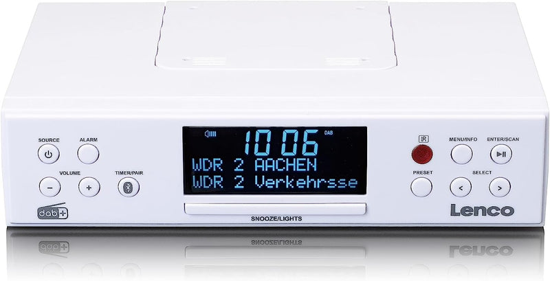 Lenco KCR-190 DAB+ Unterbau-Küchenradio - Bluetooth - PLL FM - 30 Senderspeicher - LED Display und L