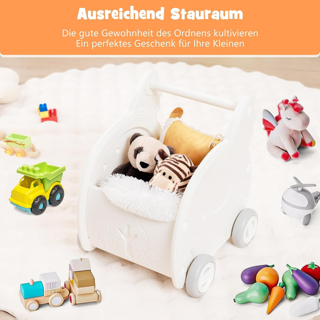 COSTWAY Baby Lauflernhilfe, Lauflernwagen mit Stauraum & Rädern & Griff, Laufwagen zum Schieben & Zi