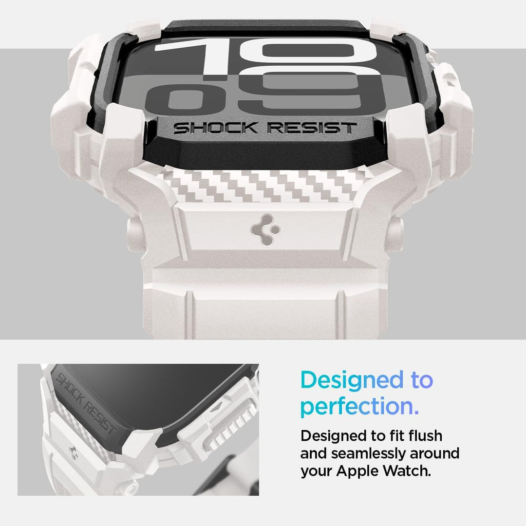 Spigen Rugged Armor Pro Hülle mit Armband Kompatibel mit Apple Watch 11/10 42mm (2025/2024) Dünenbei