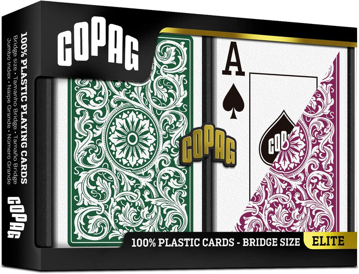 Copag Bridge Size Jumbo Index 1546 Spielkarten (grün Burgund Setup) Green/Burgundy 1 Set, Green/Burg