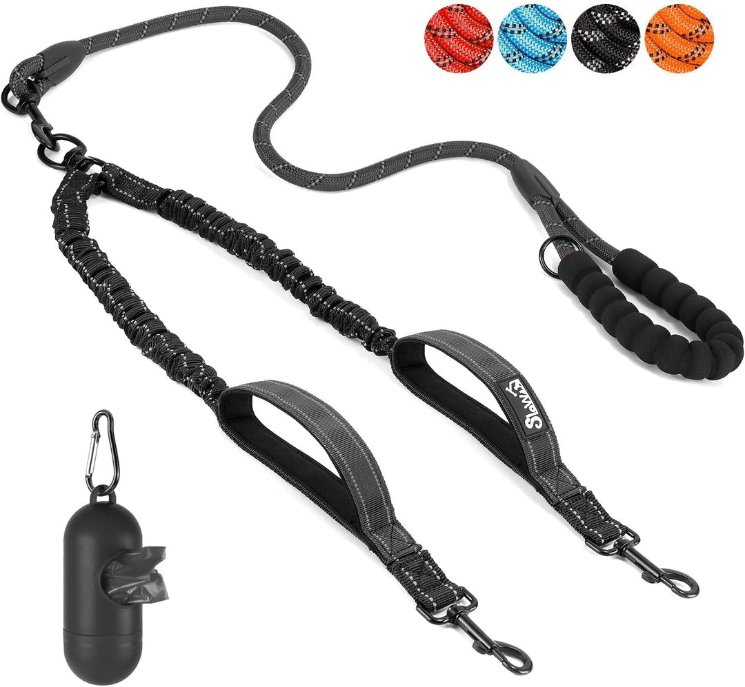 Eyein Doppelleine für 2 Hunde, Hundeleine für kleine und mittelgrosse Hunde, Flexible und reflektier