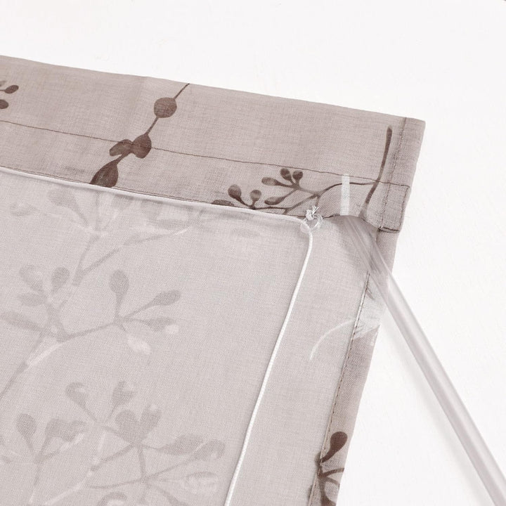Delien Raffrollo Leinenoptik Transparente Rollos Landhaus Küche Gardine Modern Raffgardine mit Blume