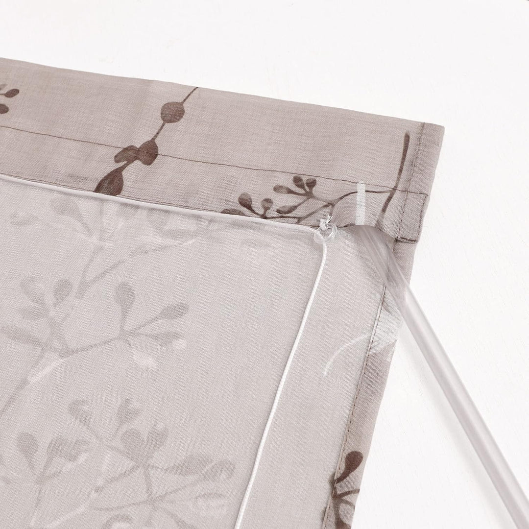 Delien Raffrollo Leinenoptik Transparente Rollos Landhaus Küche Gardine Modern Raffgardine mit Blume