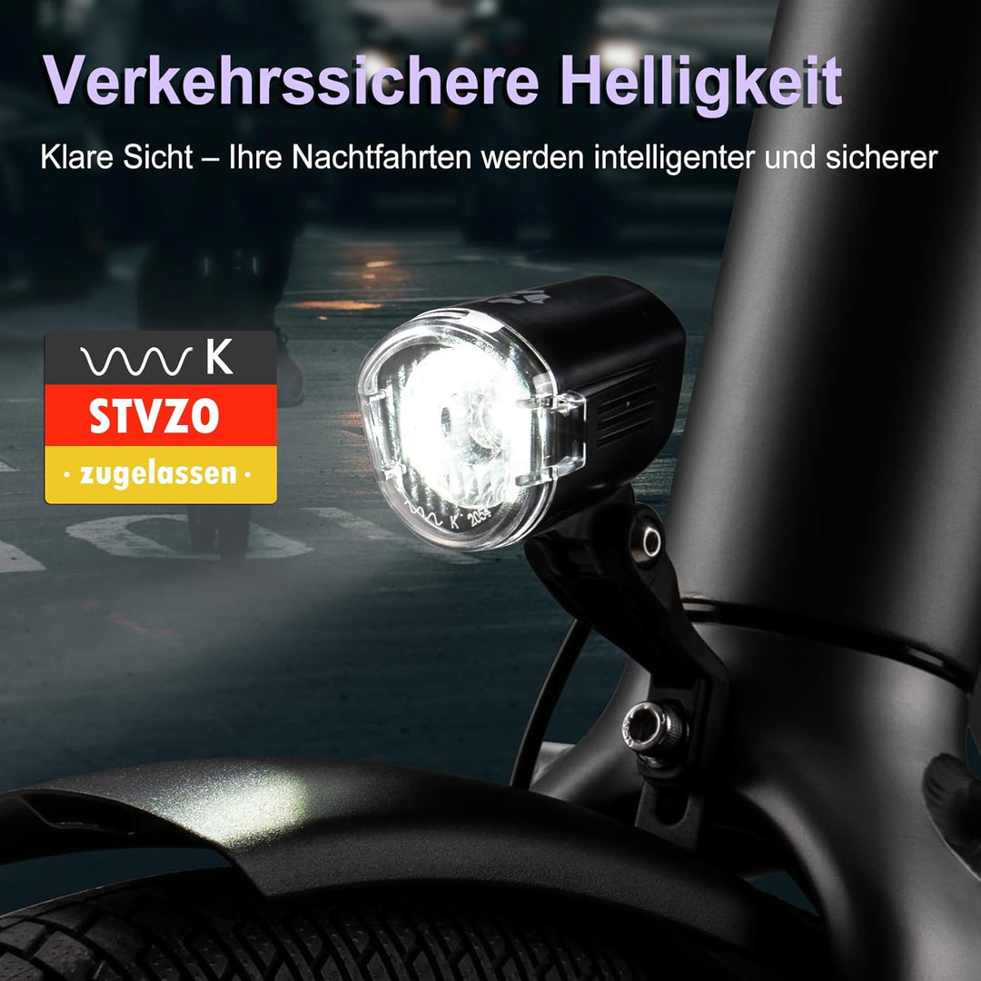 Fahrrad Frontlicht LED 30-100 Lux, Alu-Kühlkörper, 6-58V E-Bike/Fahrrad, IPX4/5, StVZO E-Bike 40lux,