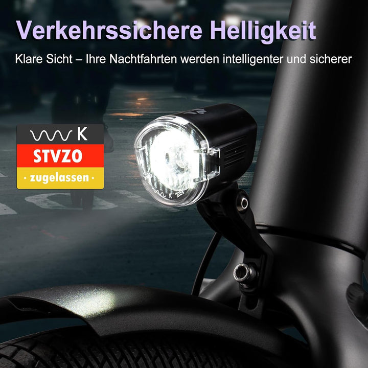 Fahrrad Frontlicht LED 30-100 Lux, Alu-Kühlkörper, 6-58V E-Bike/Fahrrad, IPX4/5, StVZO E-Bike 40lux,