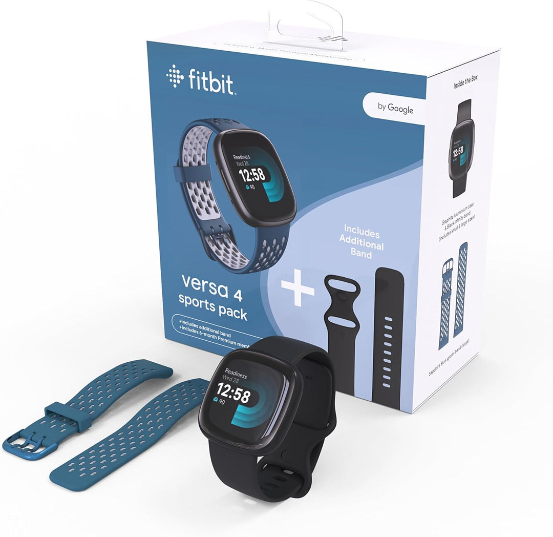 Fitbit Versa 4 Bundle (with Sports Band) Fitness Smartwatch with Built-in GPS and up to 6 Days Batte