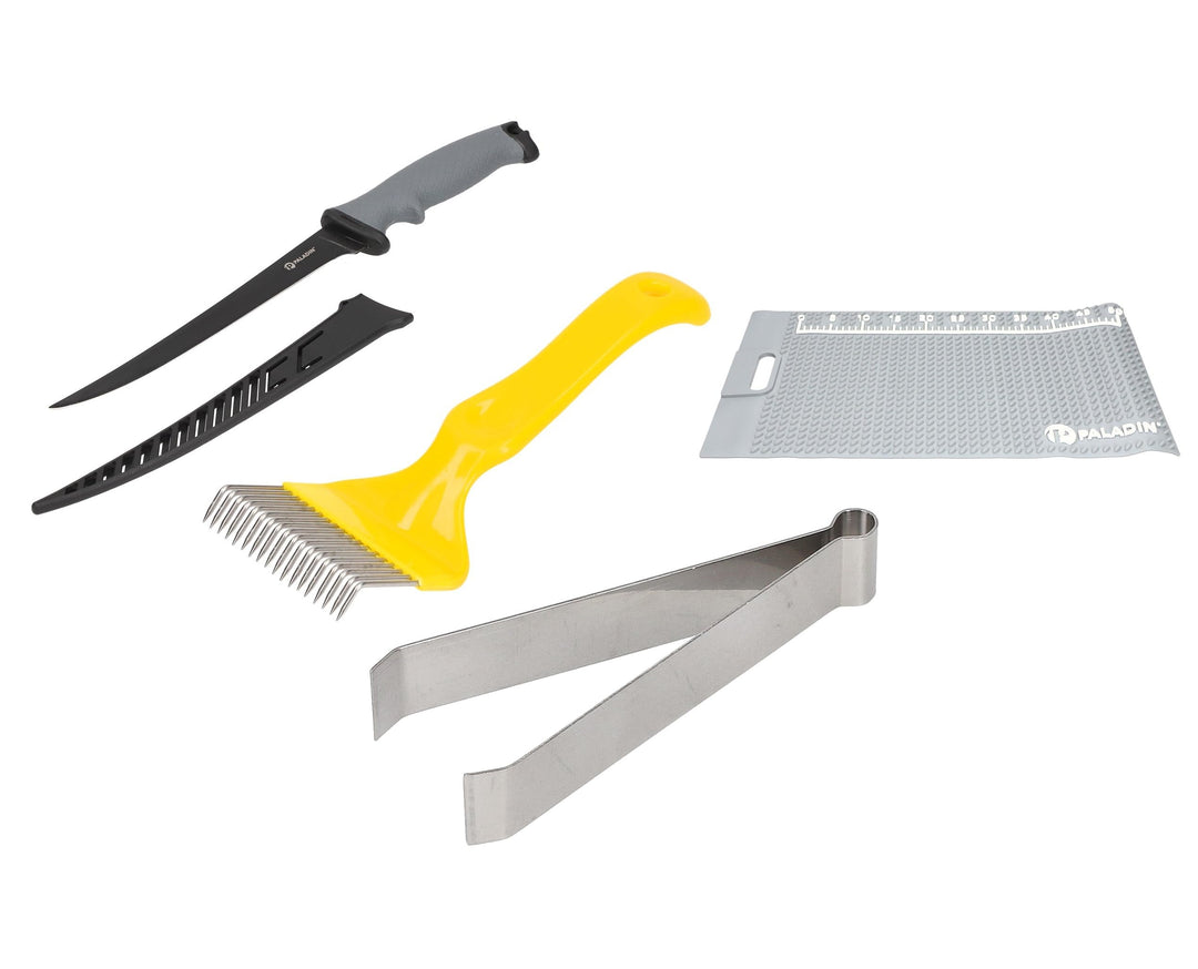 Paladin Filetier-Set Profi Anti-Rutsch Matte + Filitiermesser + Filierkamm + Grätenzange