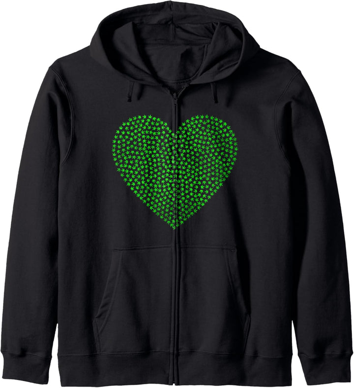 420 Heart Weed Leaf Montage I Love Weed Marijuana 420 Kapuzenjacke