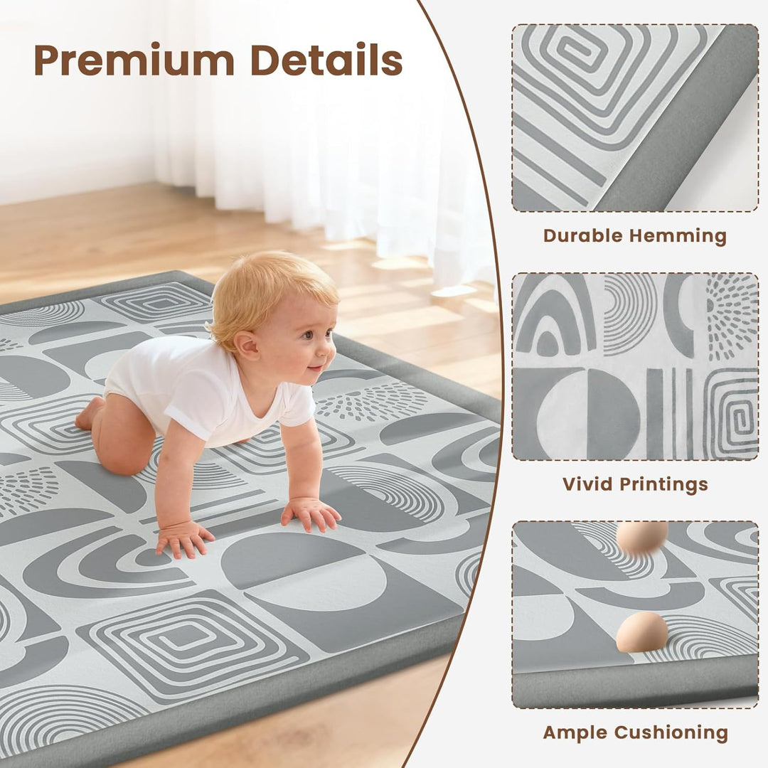 Teppich Krabbelmatte Baby 127x127x3cm, Spielmatte Krabbeldecke Turnmatte Spielteppich für Baby Kinde