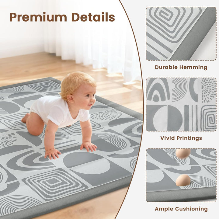 Teppich Krabbelmatte Baby 127x127x3cm, Spielmatte Krabbeldecke Turnmatte Spielteppich für Baby Kinde
