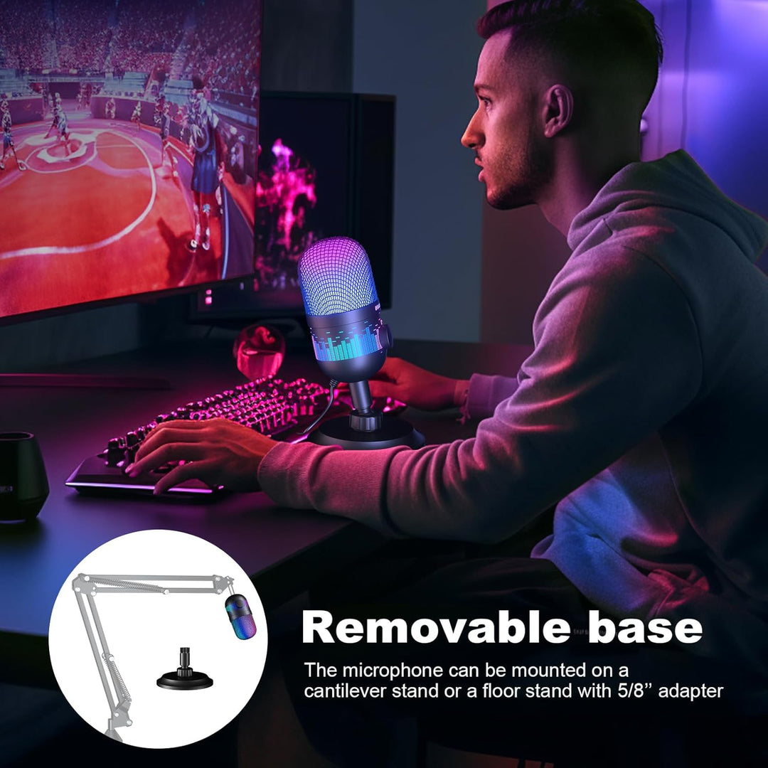 aokeo Gaming Mikrofon, USB Computer Mikrofon für PC, Mac, PS4/5, Kondensator Podcast Mic für Studioa