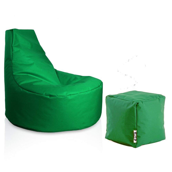 PATCH HOME Gamer Sessel inkl. Würfel Bean Bag Set Ø80cm, 30cm Sitzhöhe, 90cm Höhe + 35x35cm Würfel G