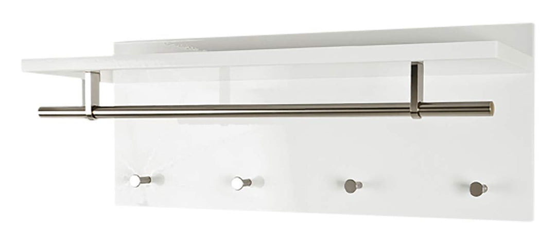 HAKU Möbel Wandgarderobe, MDF, weiss-edelstahloptik, B 75 x T 26 x H 30 cm 26 x 75 x 30 cm Weiss-ede