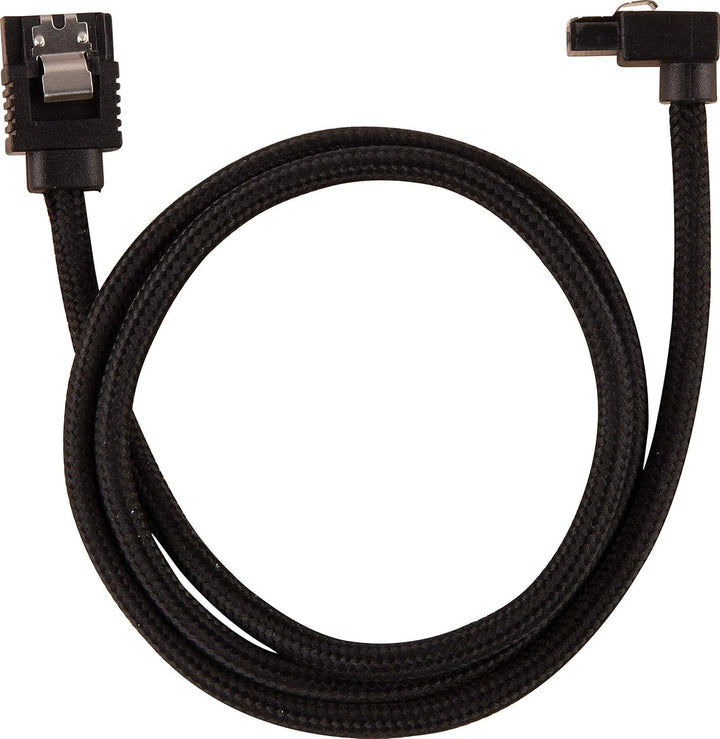 Corsair Premium Sleeved SATA 3 Kabel gewinkelt / gerade (6Gbps, 60 cm 90°) Schwarz SATA 60cm 90° Sch