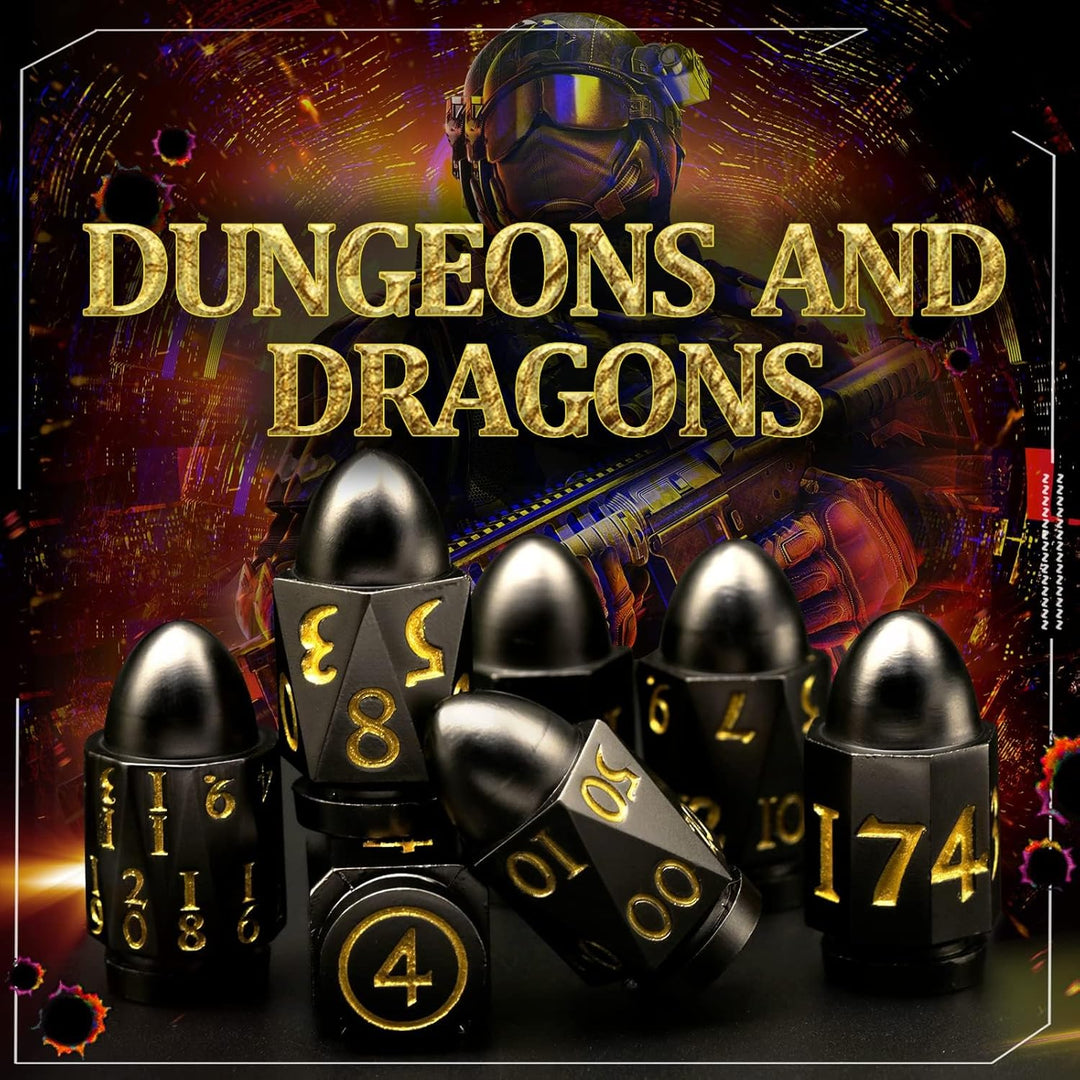 DND Würfelset Dungeons and Dragons Würfel, ZHOORQI Bullet Metall Würfel Set, Polyedrische Würfel Set