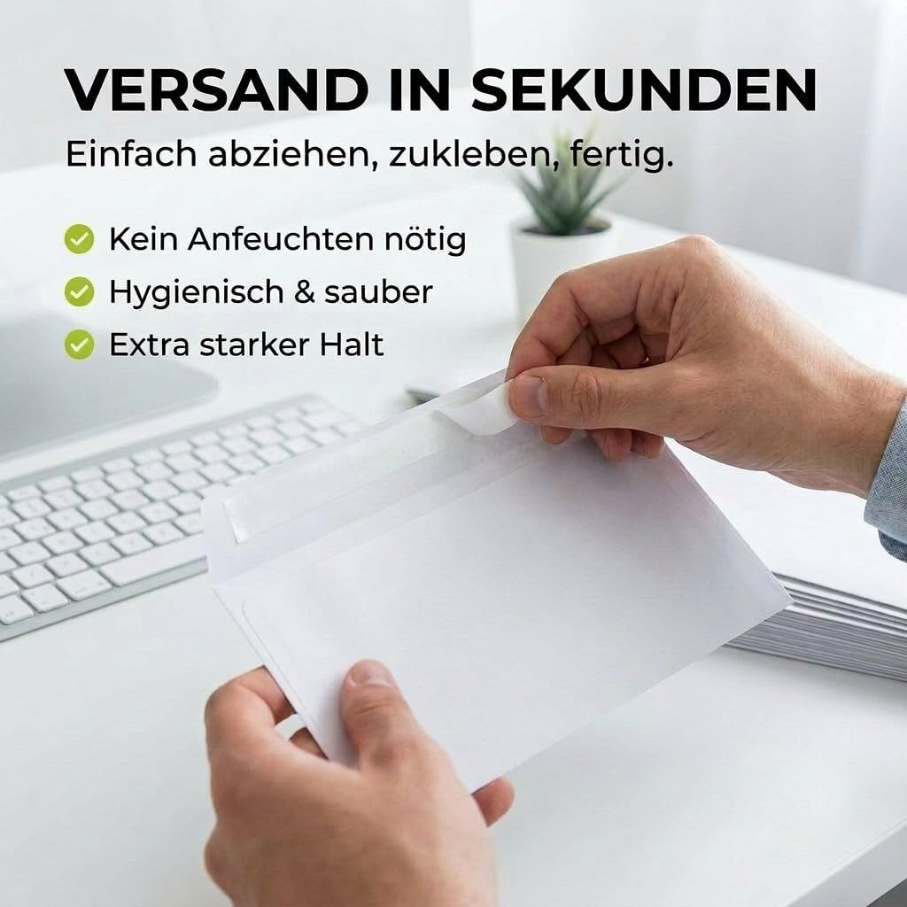 Briefumschläge DIN lang ohne Fenster selbstklebend 75g 22x11 cm weiss (500 Stück), 500 Stück