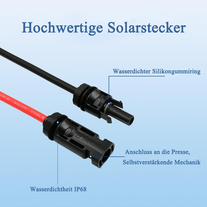 Solar Dachdurchführung mit 0.33Ft 10AWG Kupferkabel, Solar Doppel Kabeldurchführung mit IP68 Solarpa