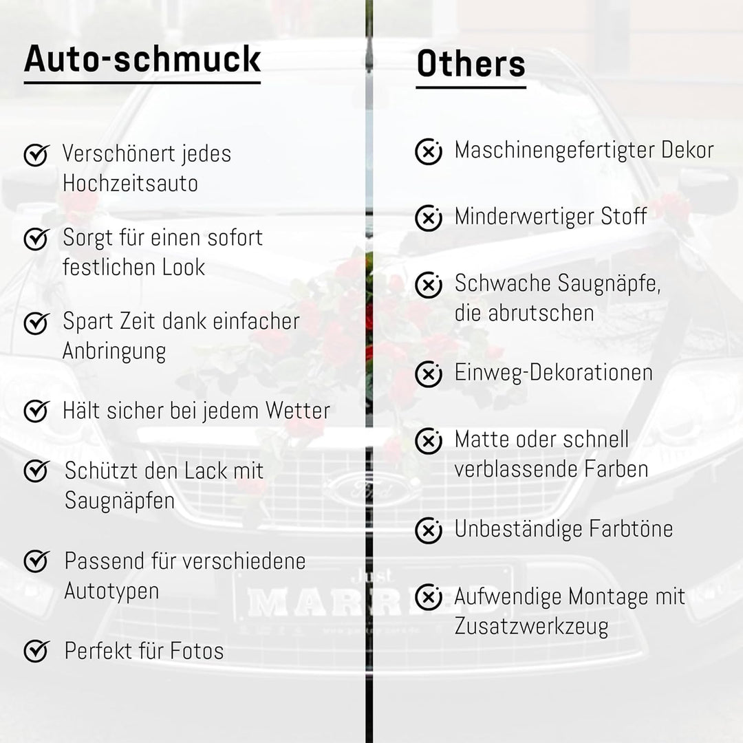 Autoschmuck Spitze STRAUss Auto Schmuck Braut Paar Rose Deko Dekoration Hochzeit Car Auto Wedding De