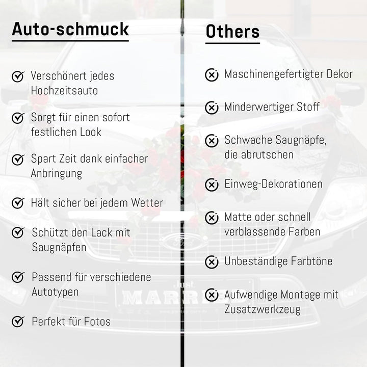 Autoschmuck Spitze STRAUss Auto Schmuck Braut Paar Rose Deko Dekoration Hochzeit Car Auto Wedding De