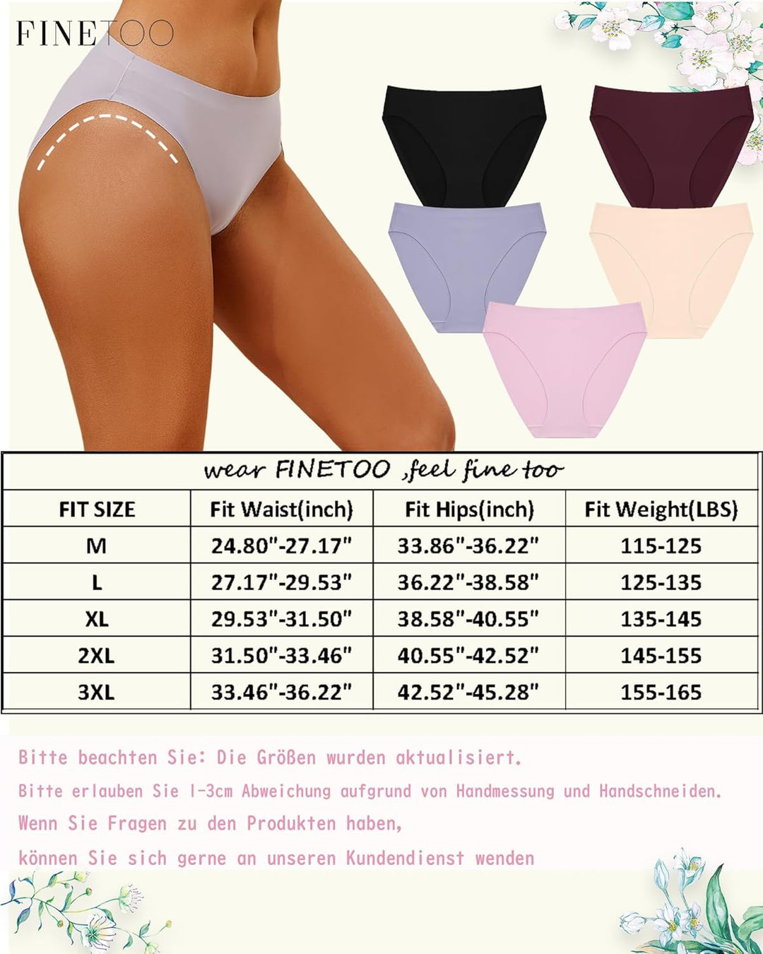 FINETOO 5er Pack Seamless Slips Damen Nahtlose Unterwäsche Unterhosen Nahtlo Hipster Unsichtbare Fra