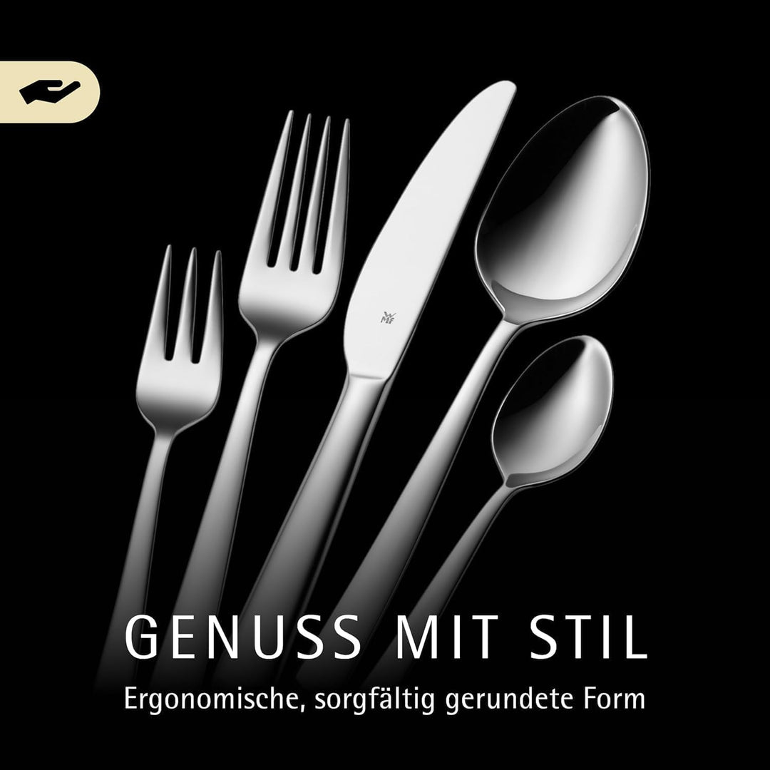 WMF Habitum Besteck Set 12 Personen, Essbesteck 60 teilig, Monobloc-Messer, Cromargan Edelstahl poli