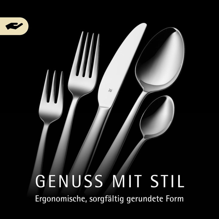 WMF Habitum Besteck Set 12 Personen, Essbesteck 60 teilig, Monobloc-Messer, Cromargan Edelstahl poli