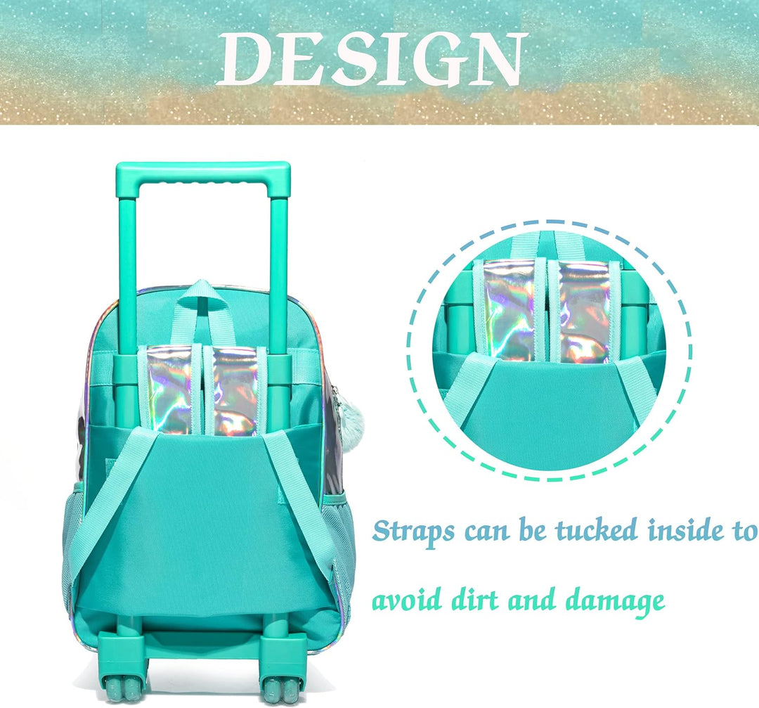 HTgroce Grün Trolley Rucksack Schulrucksack Kinder Multifunktionaler schultrolley Schultaschen Koffe